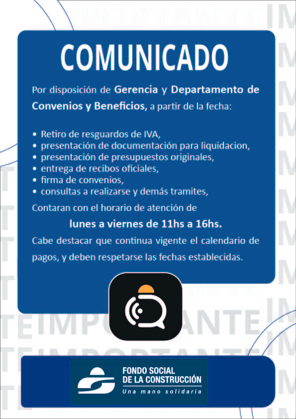 Comunicado Importante FSC Mesa de trabajo 1